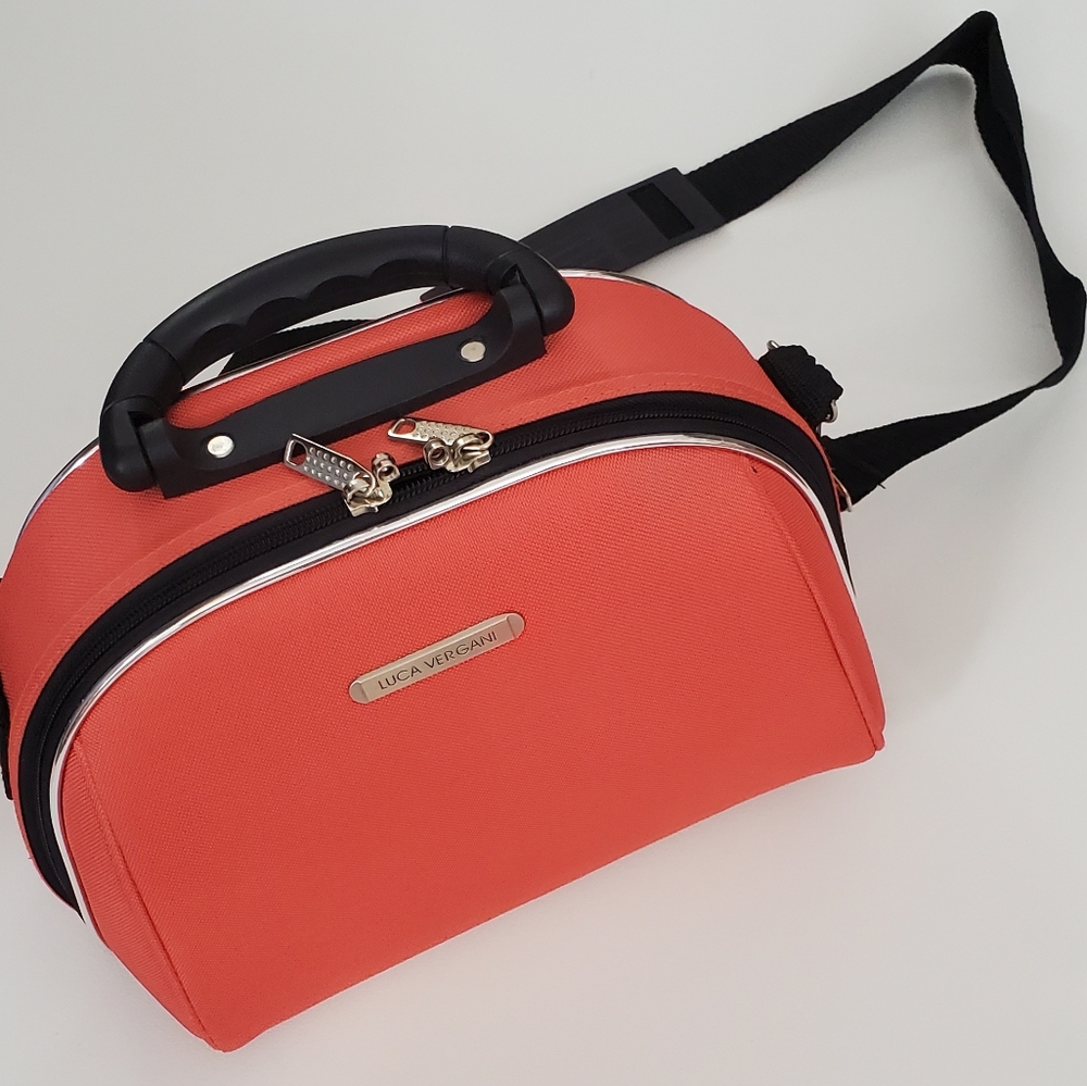 LUCA VERGANI MEDIUM SIZE TRAVEL DOME COSMETIC CARRY SATCHEL BAG - PEACH COLOR